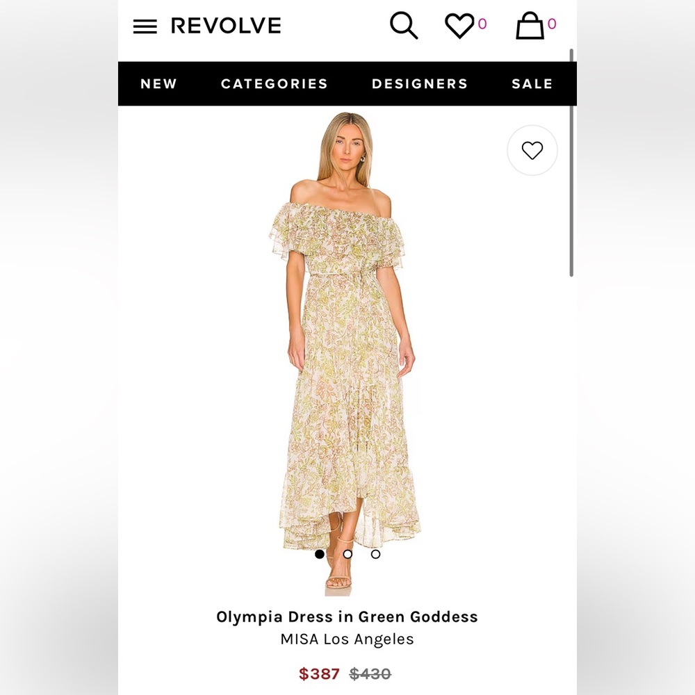 MISA Olympia dress in Green goddess Ruffle Midi Dress Tiered Anthropologie
